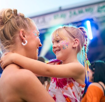 Mother and child dancing