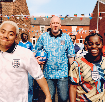 Sports Direct World Cup campaign image - fans in England shirts